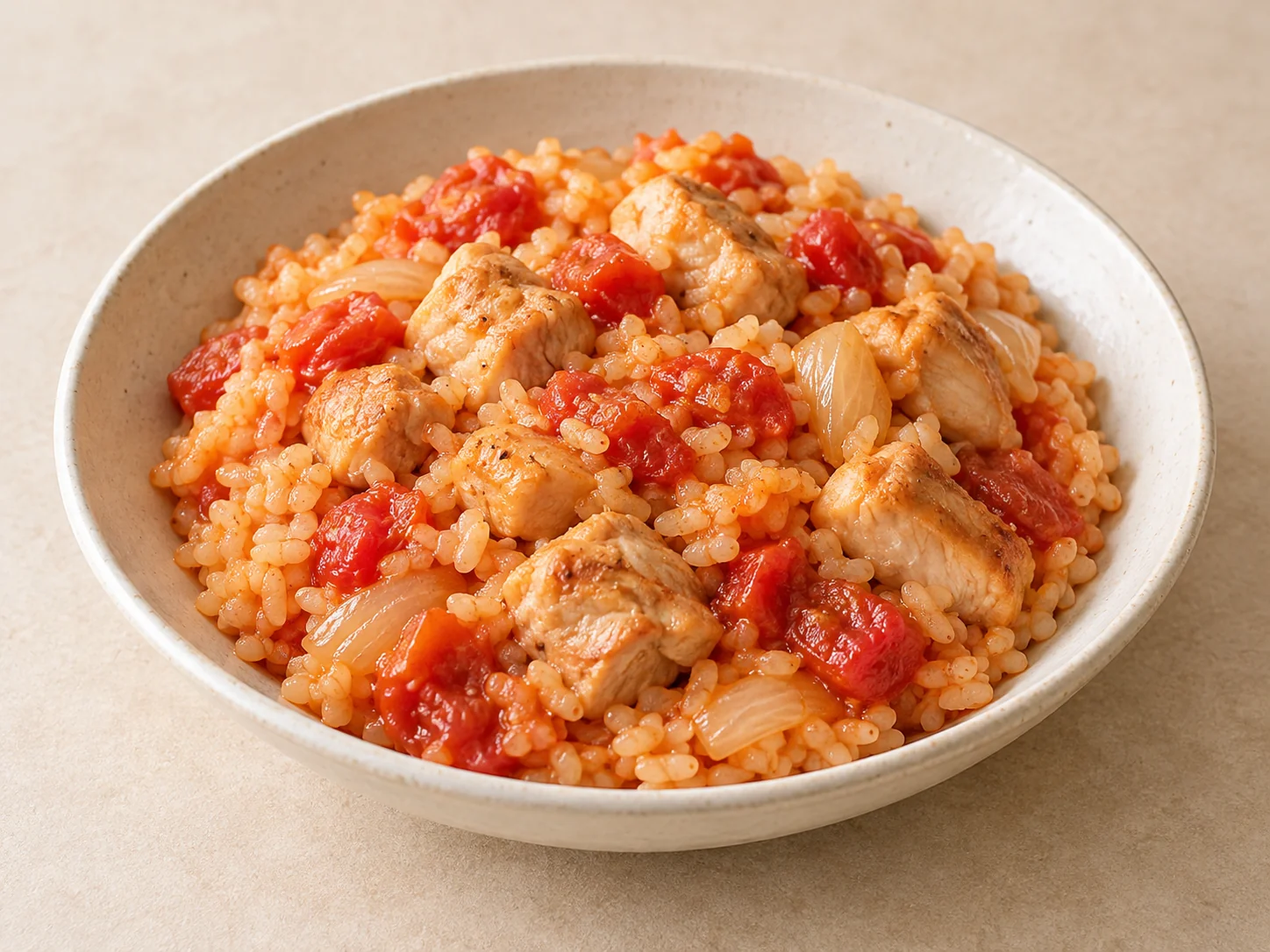 닭고기 토마토 프라이팬밥의 예시 이미지